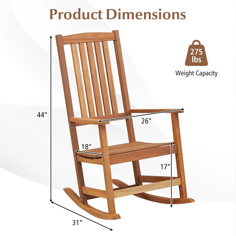 Patio Rocking Chair Ergonomic High-Back Outdoor Rocker with Smooth Rocking Base by DirectDeals