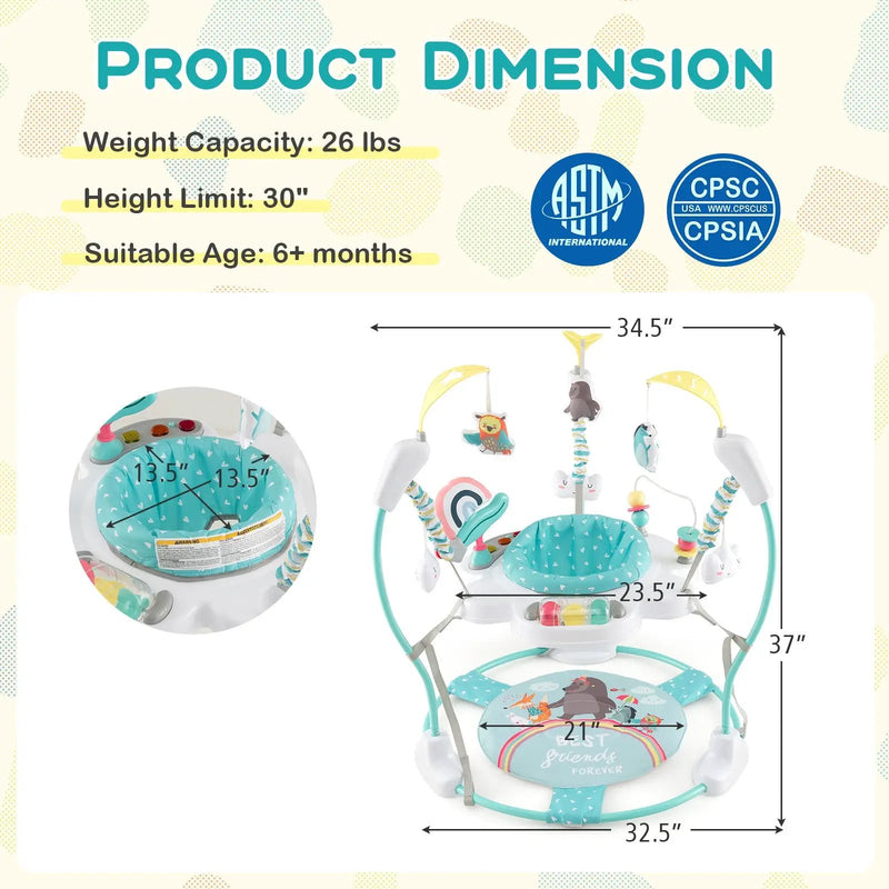 Baby Activity Center Height Adjustable Baby Bouncing Saucer with Interactive Toys by DirectDeals