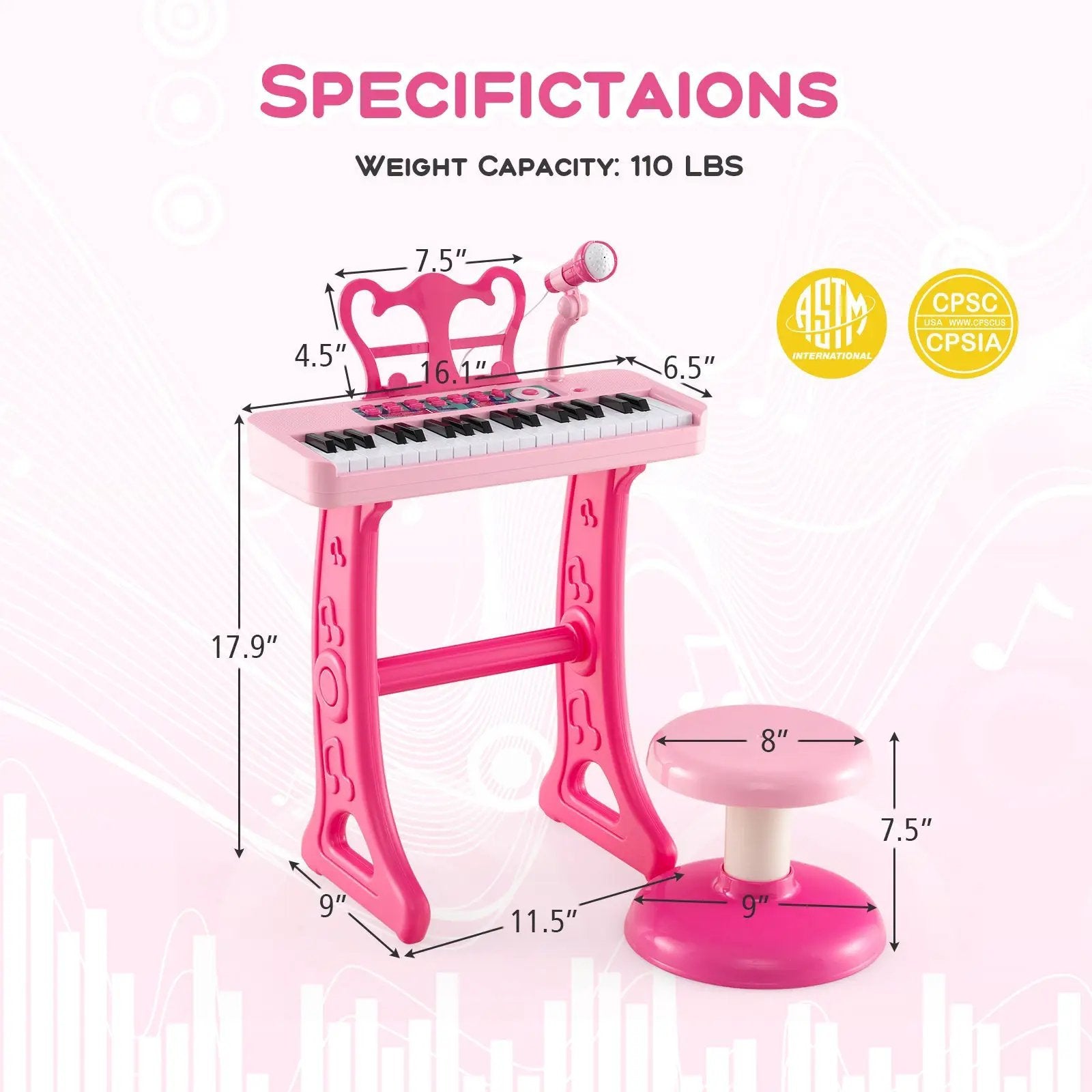 Kids Piano Keyboard 37-Key Kids Toy Keyboard Piano with Microphone for 3+ Kids by DirectDeals