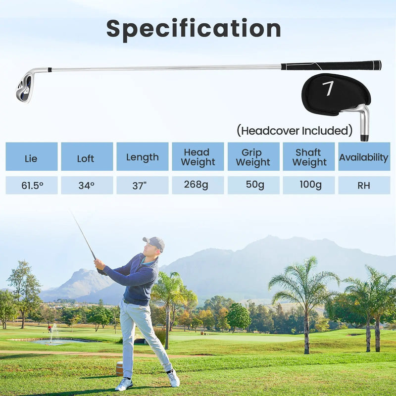 #7 Iron Single Golf Club for Men with Steel Shaft and Headcover by DirectDeals