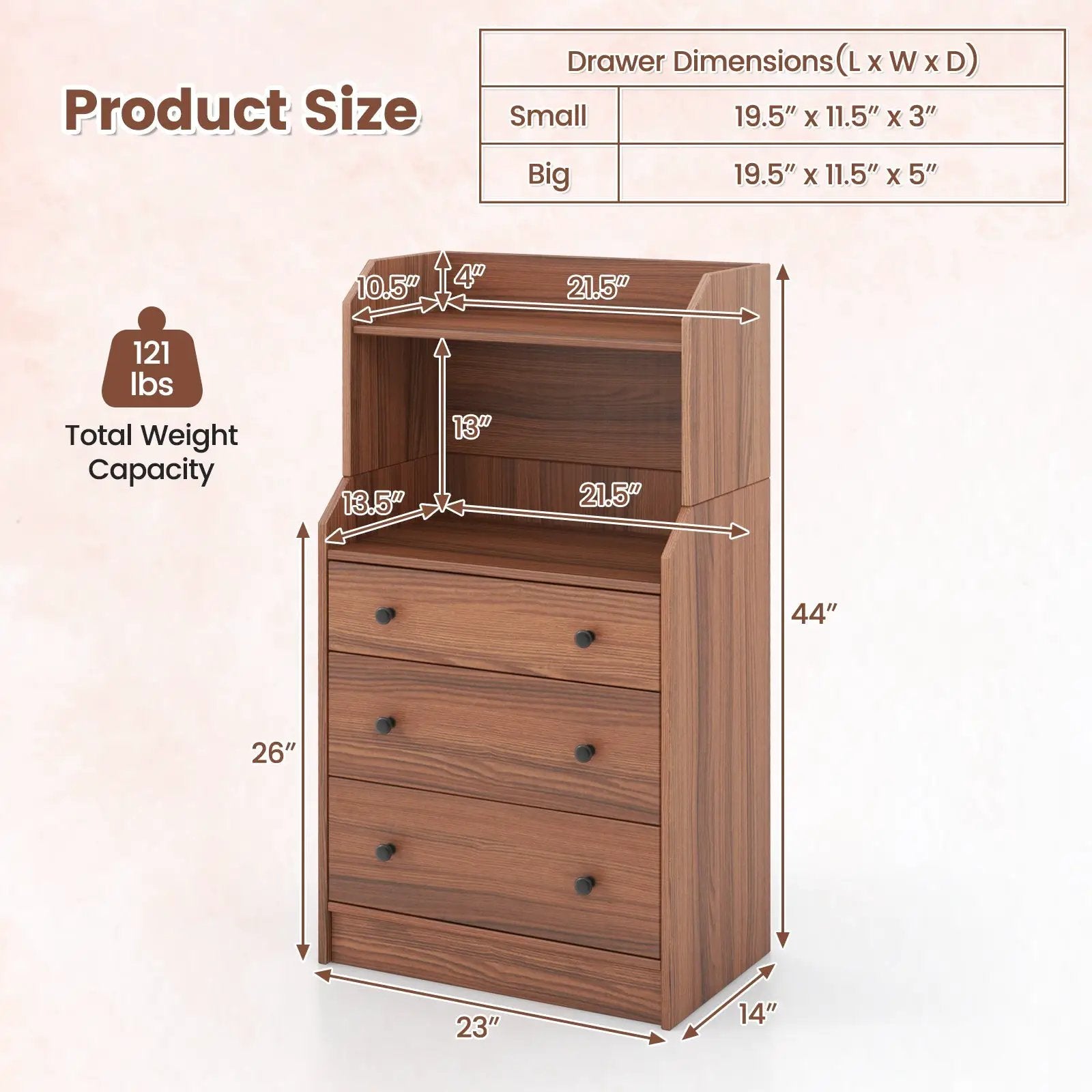 Storage Dresser with Anti-Toppling Device, 44" Tall by DirectDeals