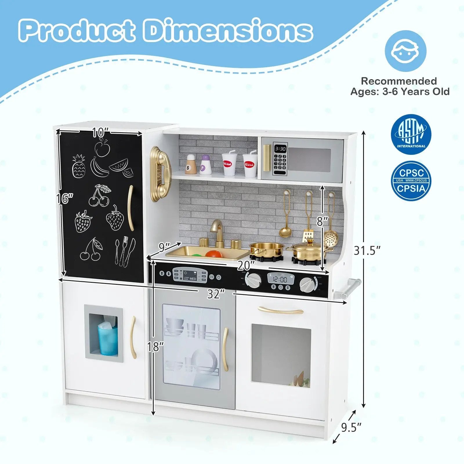 Toddler Pretend Play Kitchen for Boys and Girls 3-6 Years Old by DirectDeals