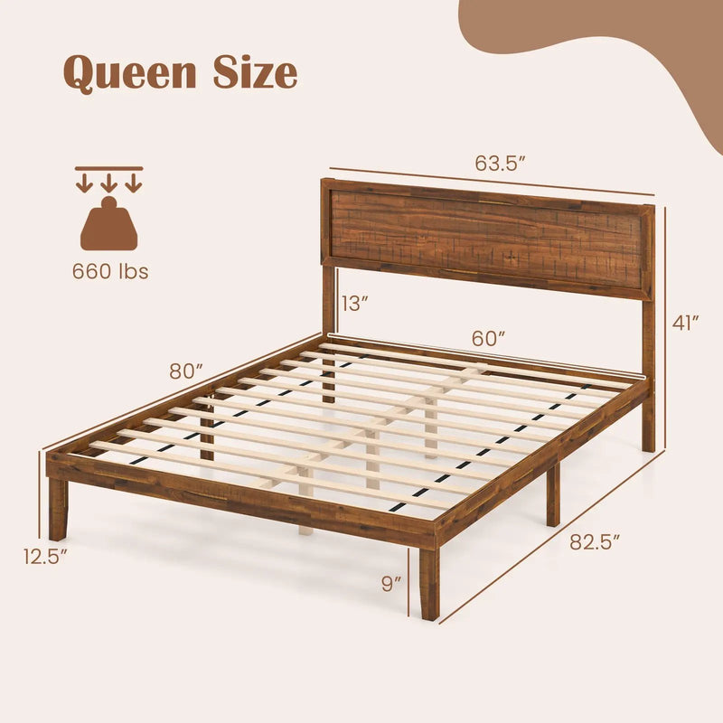 Twin/Full/Queen Size Bed Frame with Headboard and Wooden Slats Support by DirectDeals