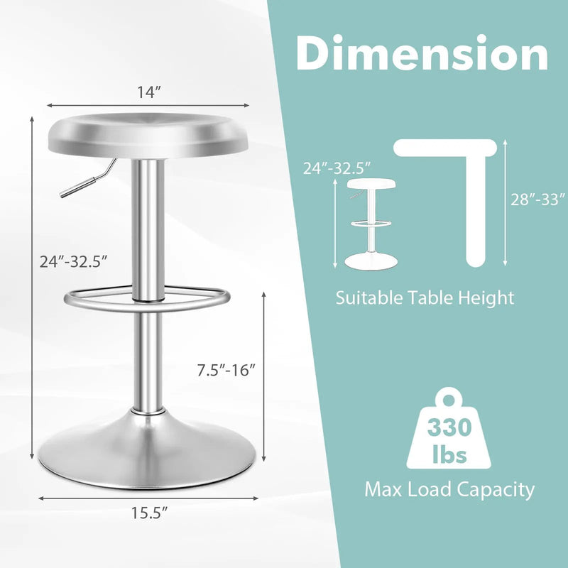 Modern Swivel Adjustable Height Bar Stool with Footrest for Pub Bistro Kitchen Dining by DirectDeals