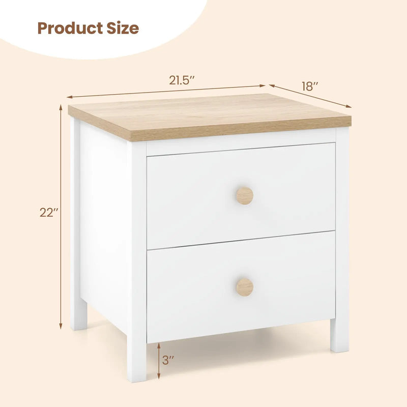2-Drawer Nightstand with Rubber Wood Legs by DirectDeals