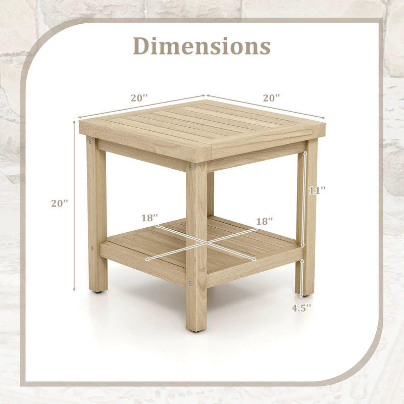 2-Tier Outdoor Side Table with Shelf for Porch Deck Garden by DirectDeals