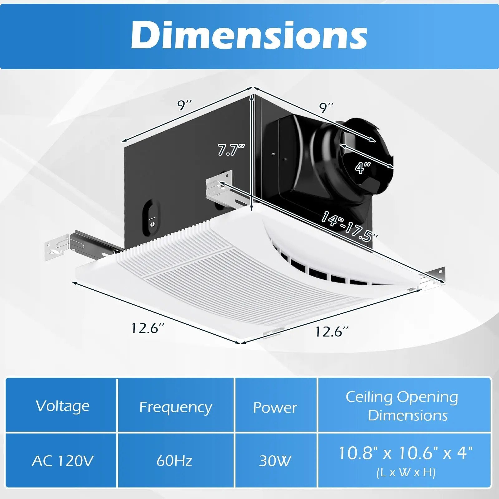 110 CFM Ceiling Mount Exhaust Ventilation Fan with Metal Housing by DirectDeals