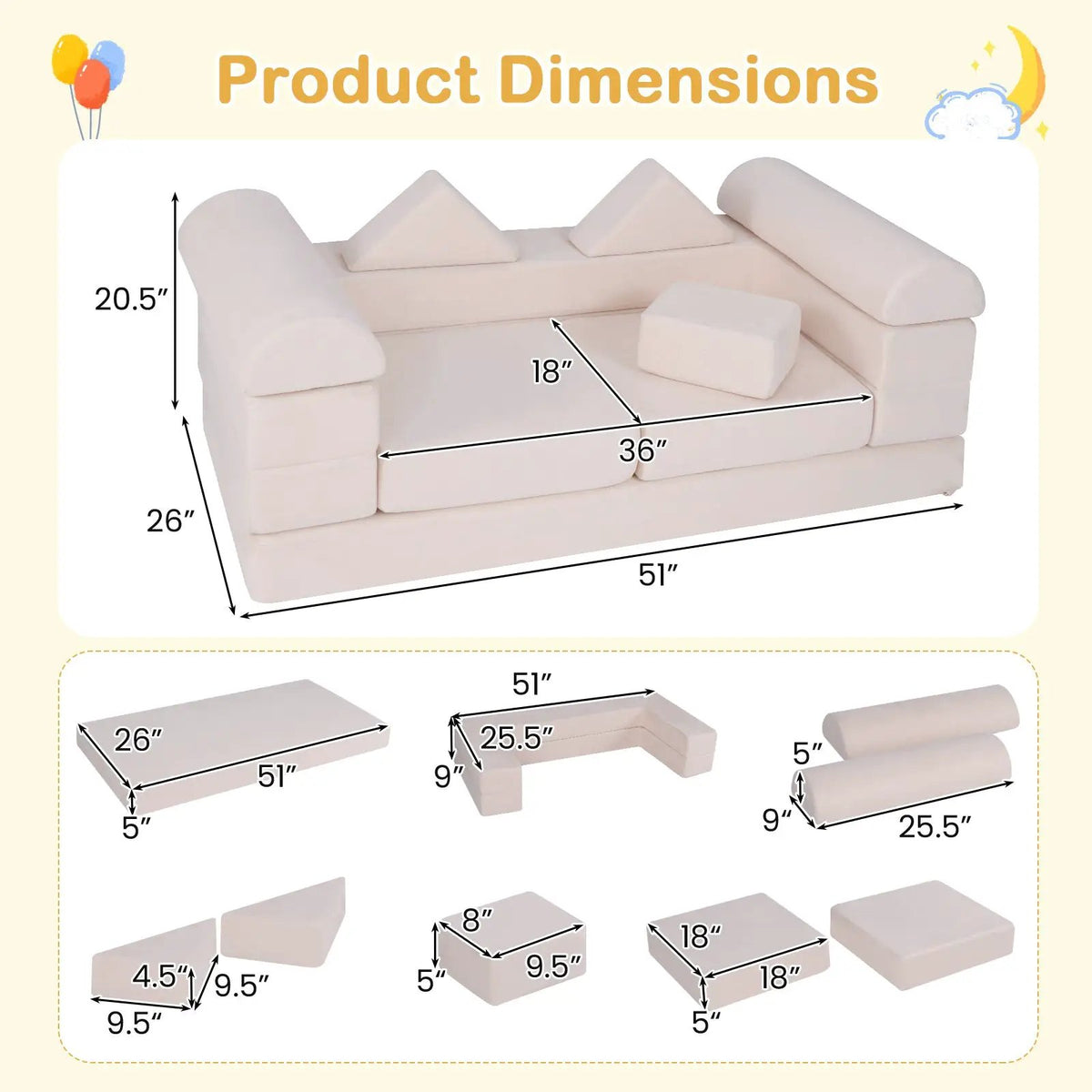 9-Piece Climb and Crawl Foam and Floor Playset with Breathable Suede Fabric, photo 5 of 10