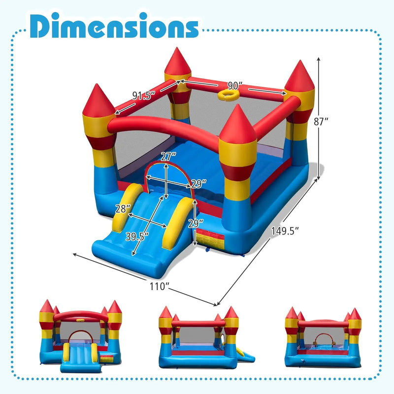 3-in-1 Kids Bouncer with Slide with 480W Blower for Yard by DirectDeals
