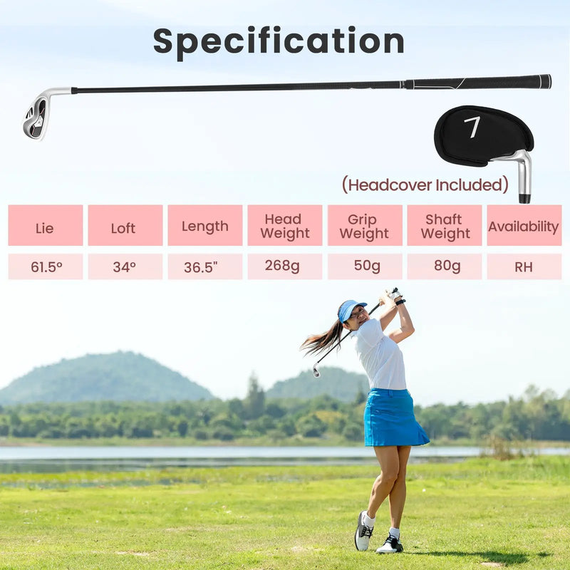 #7 Iron Single Golf Club for Women with Graphite Shaft and Headcover by DirectDeals