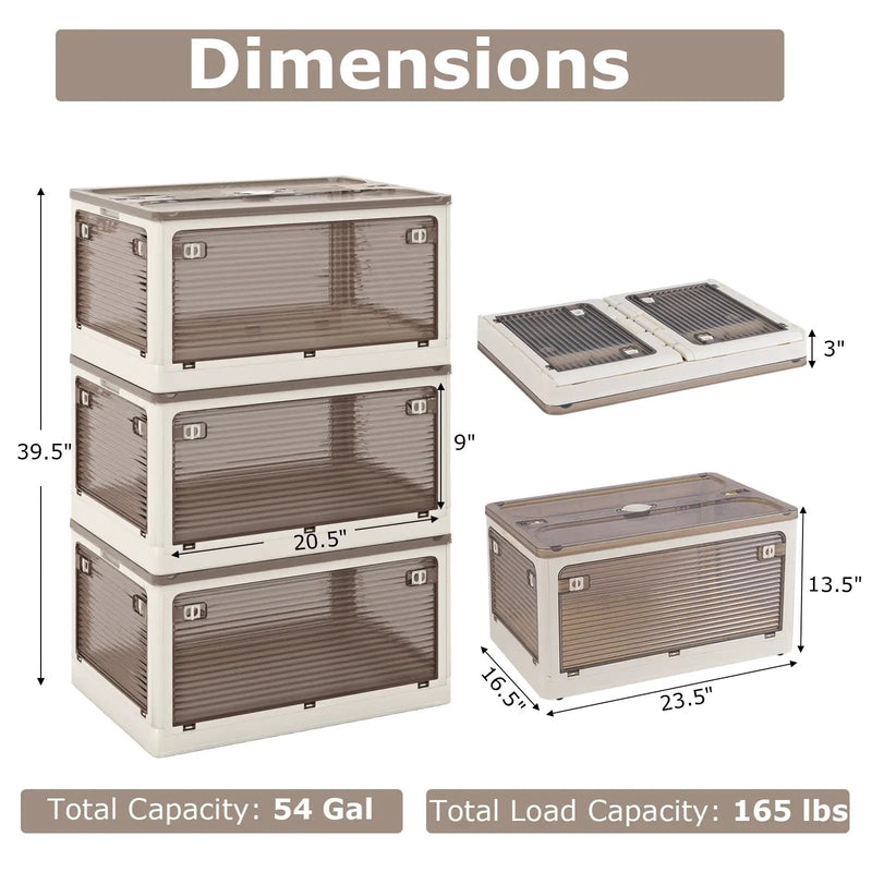 3-Pack Stackable Storage Bins with Lids with 5 Opening Ways by DirectDeals