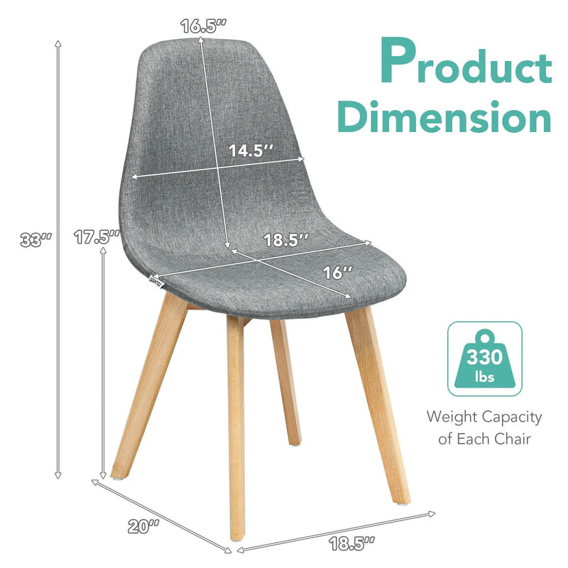 4 Pieces Modern Dining Chair Set with Wood Legs and Fabric Cushion Seat by DirectDeals