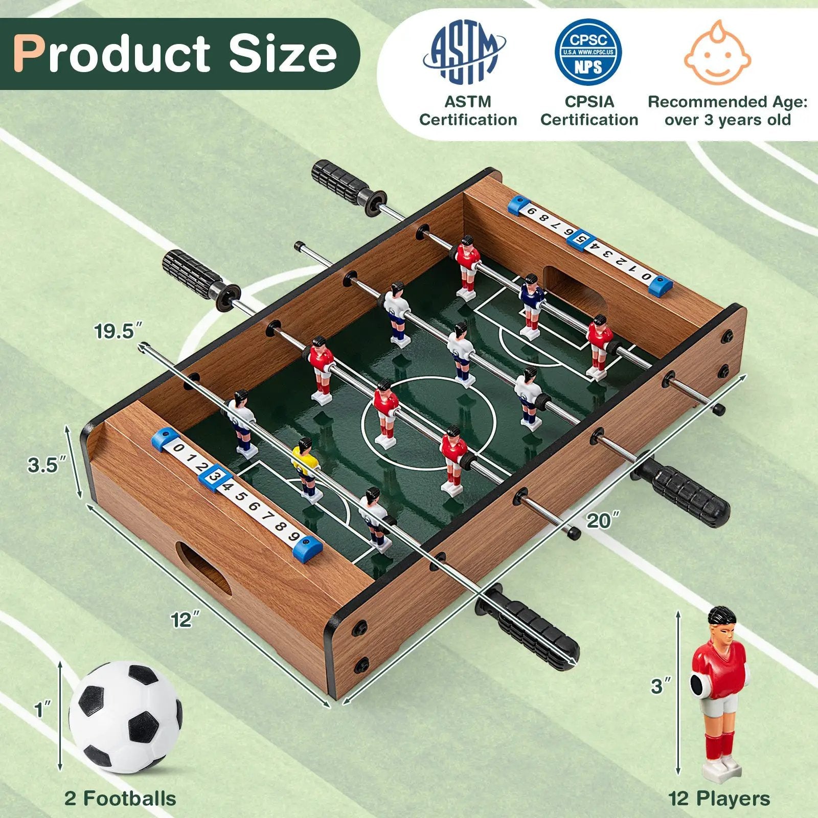 20 Inch Foosball Table Mini Tabletop Soccer Game by DirectDeals