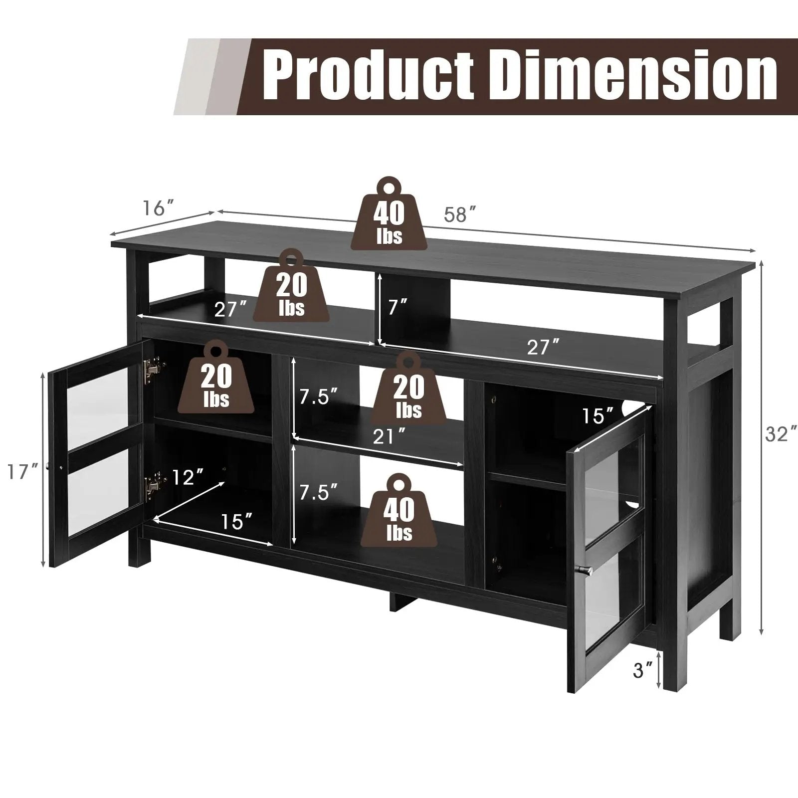58 Inch TV Stand by DirectDeals