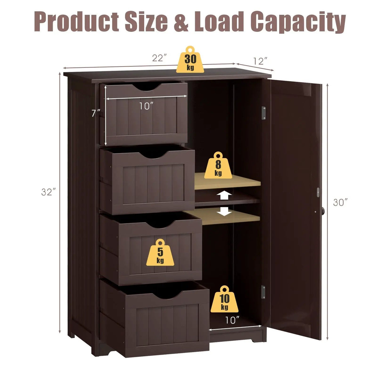 Standing Indoor Wooden Cabinet with 4 Drawers, photo 5 of 12