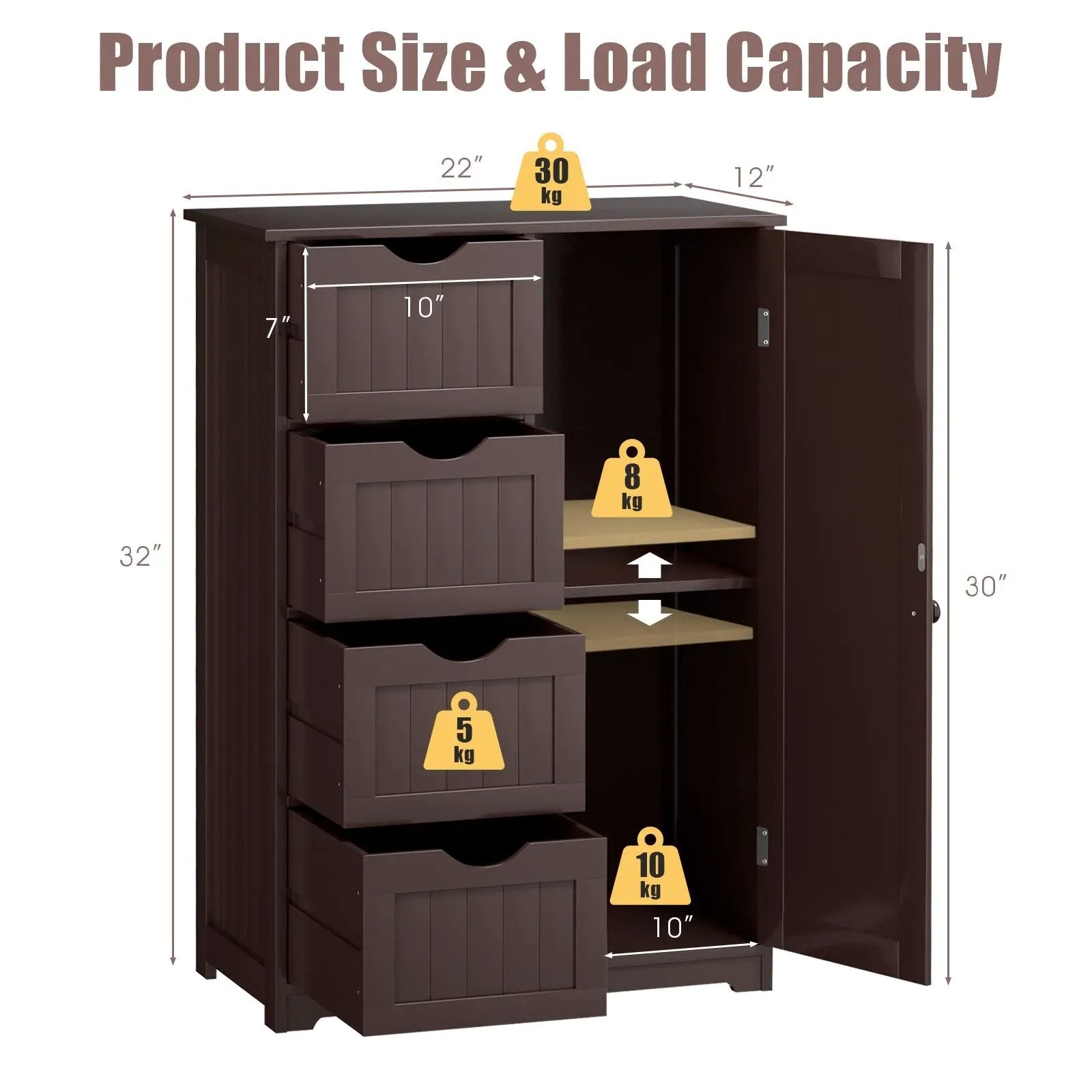 Standing Indoor Wooden Cabinet with 4 Drawers by DirectDeals