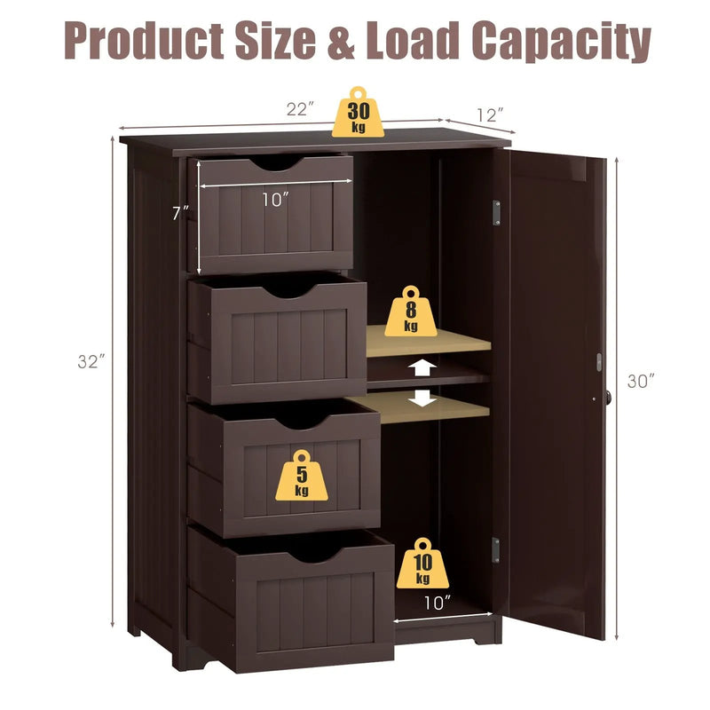 Standing Indoor Wooden Cabinet with 4 Drawers by DirectDeals