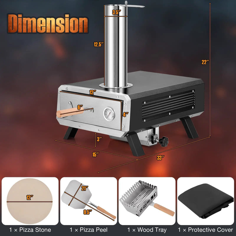 Outdoor Pizza Oven Portable Wood Pellet Pizza Stove with 12 Inch Round Rotatable Pizza Stone by DirectDeals
