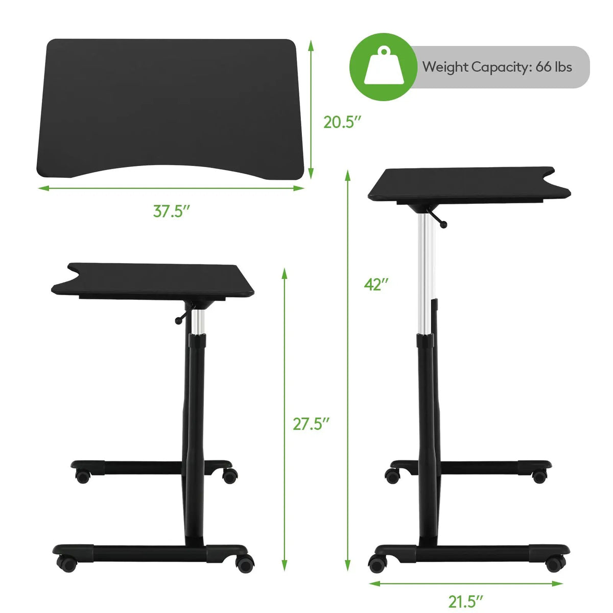 Height Adjustable Computer Desk Sit to Stand Rolling, photo 5 of 11