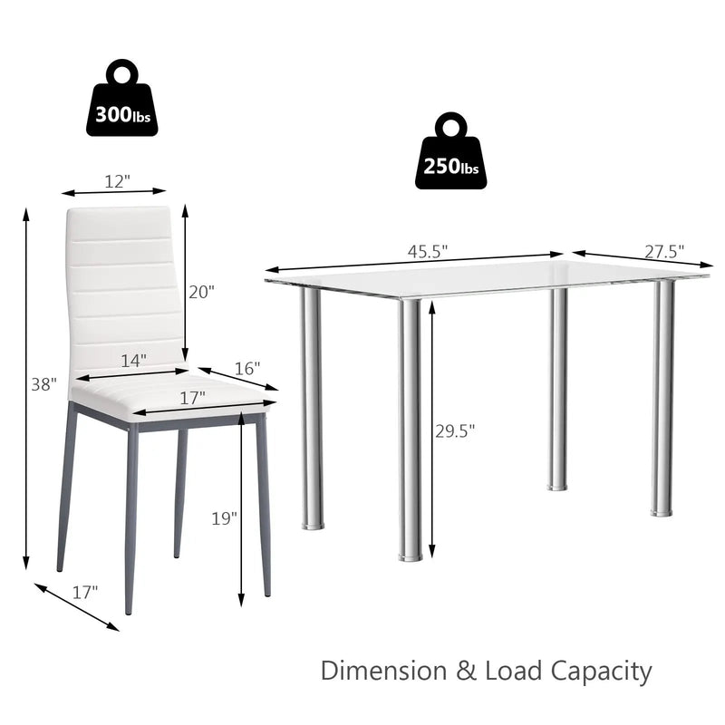 5 Pieces Dining Set with 4 PVC Leather Chairs by DirectDeals