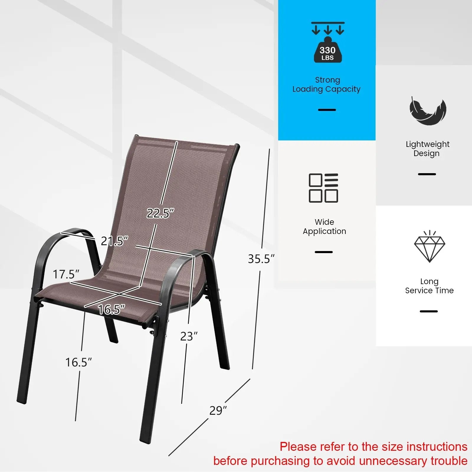 4 Pieces Stackable Patio Dining Chairs Set with Armrest by DirectDeals