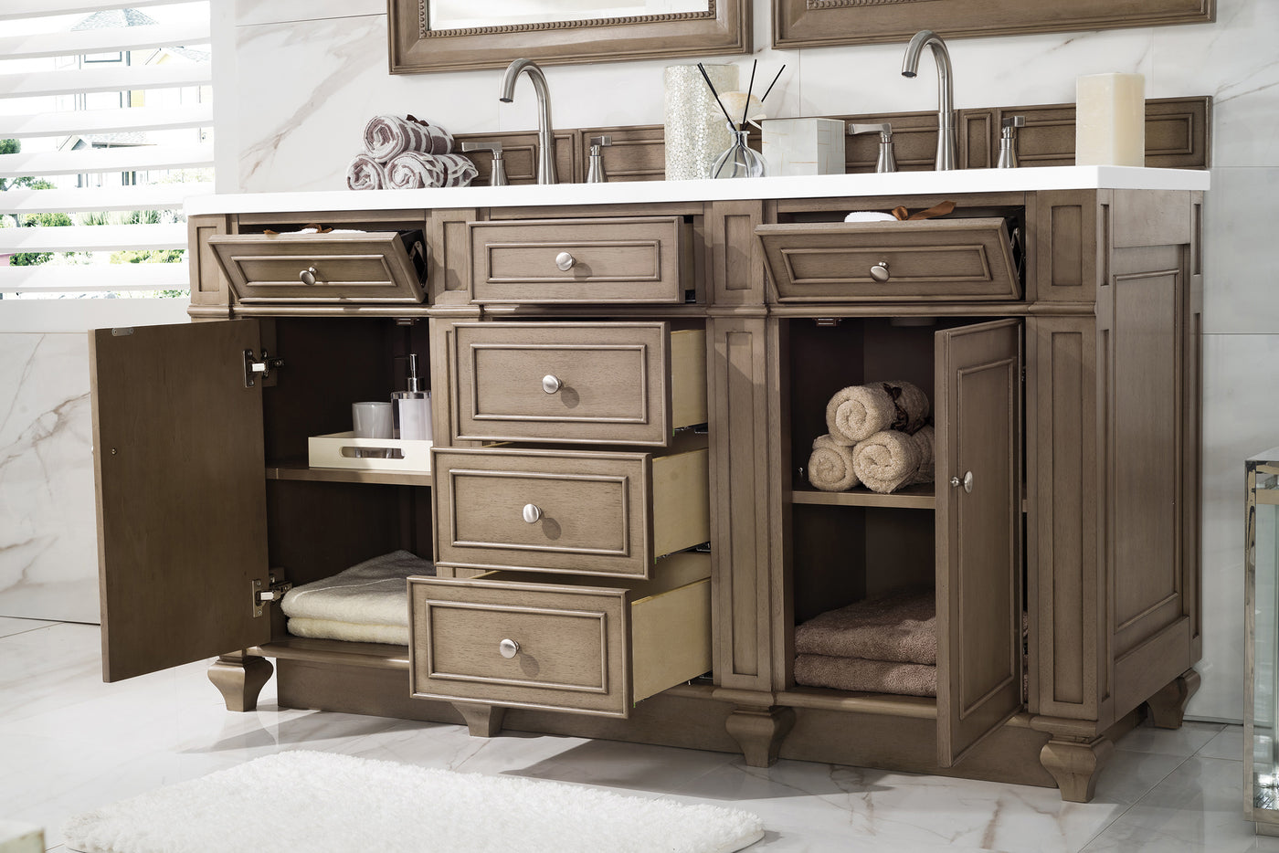 James Martin Bristol 60" Double Bathroom Vanity, Whitewashed Walnut, view 29