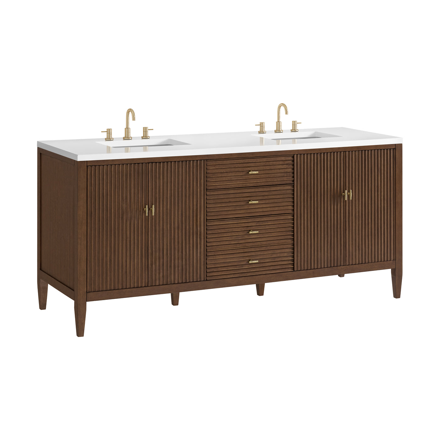 James Martin Myrrin 72" Double Bathroom Vanity, Mid-Century Walnut, view 37