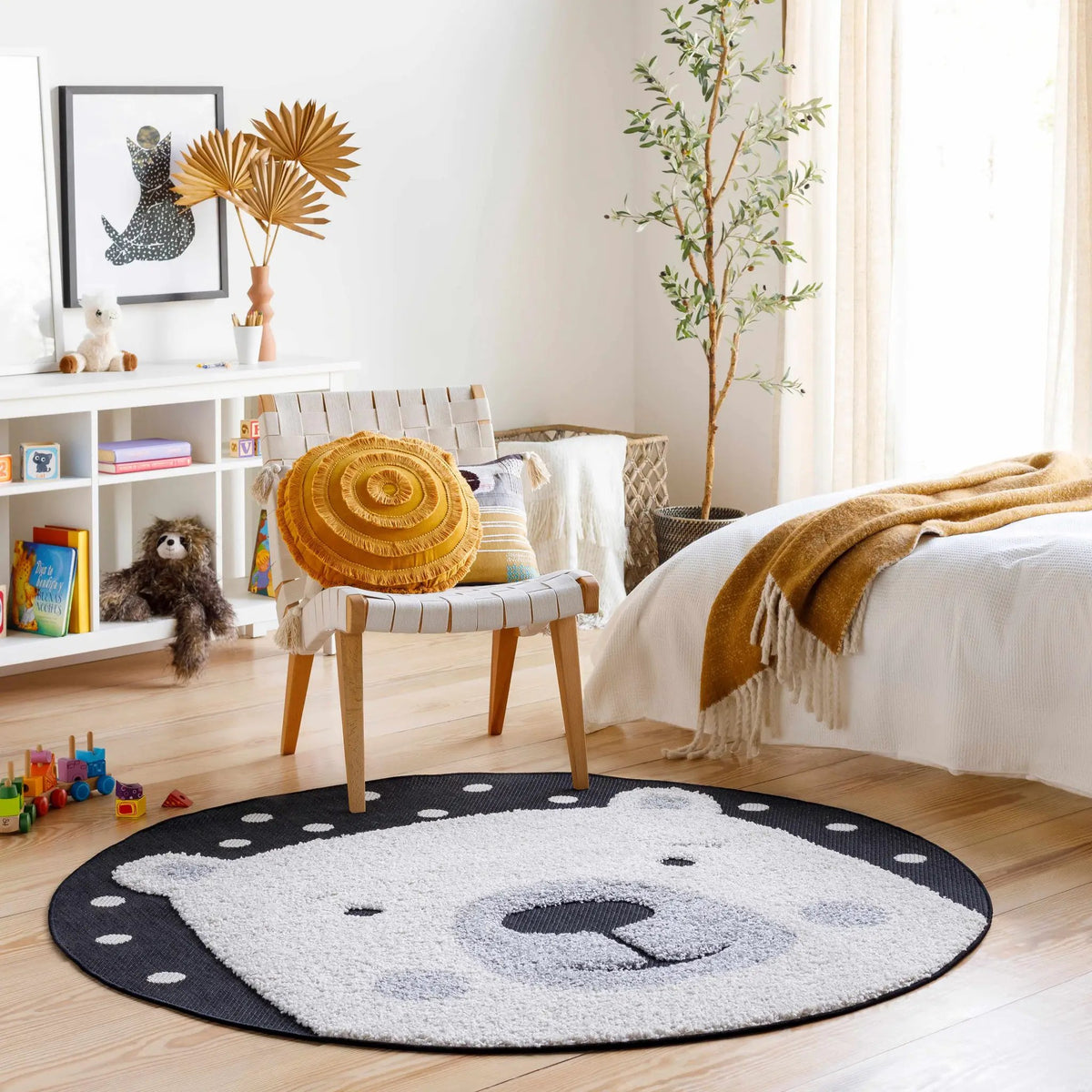 Kids Bear Animal Print Nursery Outdoor Area Rug - Clearance, installed in a room