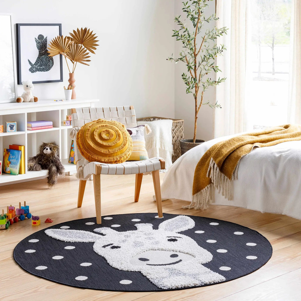 Kids Giraffe Animal Print Nursery Outdoor Area Rug - Clearance, installed in a room