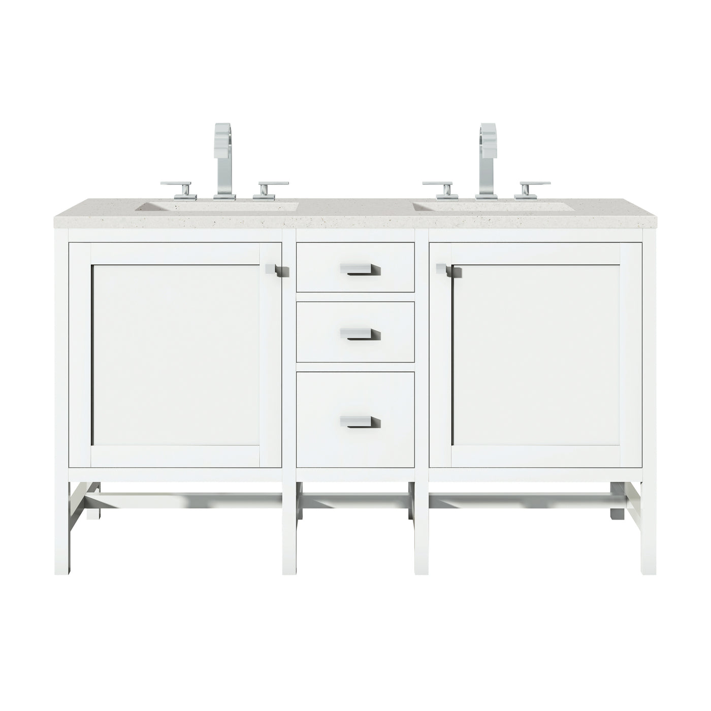 James Martin Addison 60" Double Bathroom Vanity, Glossy White, cabinet without a countertop