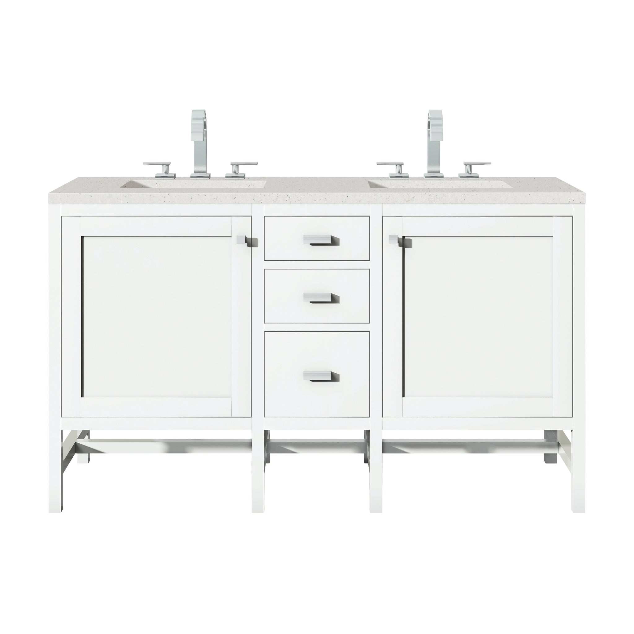James Martin Addison 60" Double Bathroom Vanity, Glossy White, cabinet without a countertop