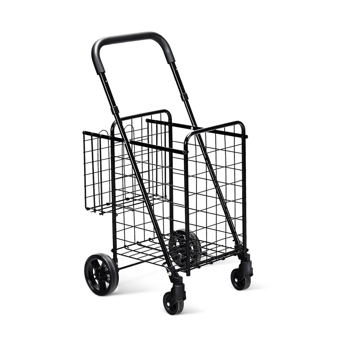 Folding Shopping Cart Basket Rolling Trolley with Adjustable Handle, photo 3 of 9