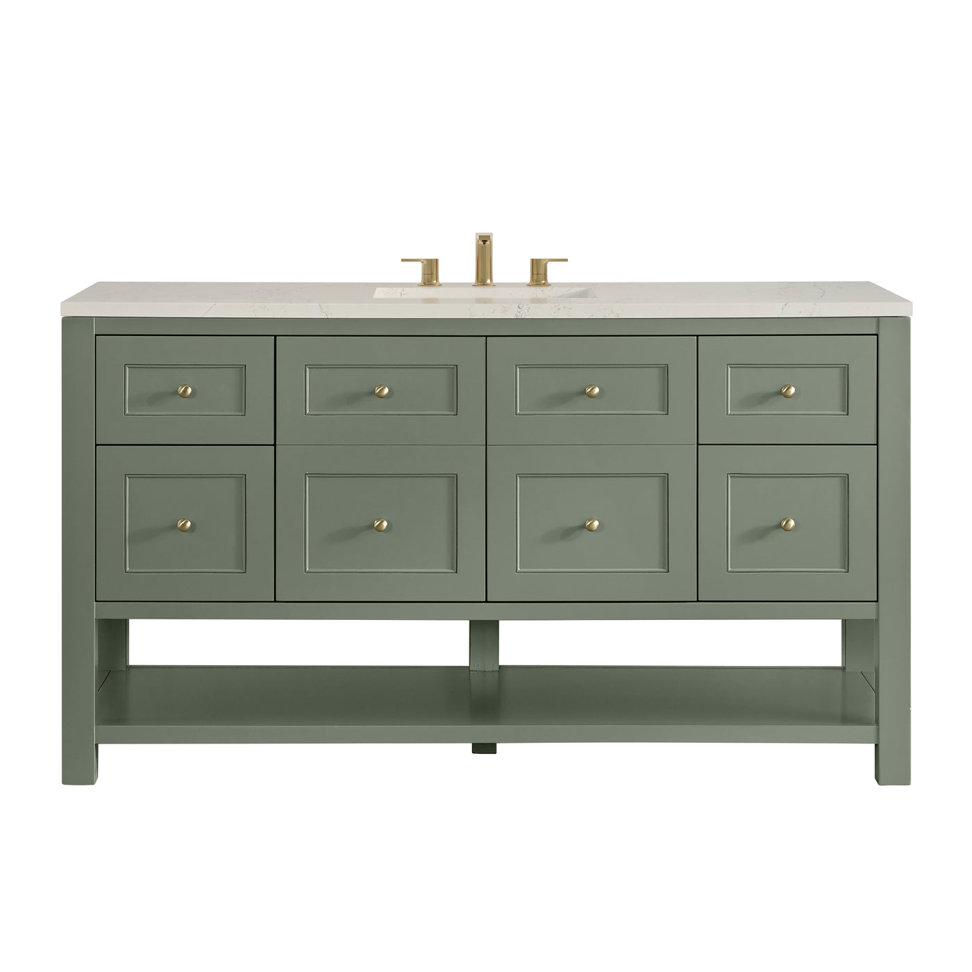 James Martin Breckenridge 60" Single Bathroom Vanity, Smokey Celadon with Siberian countertop