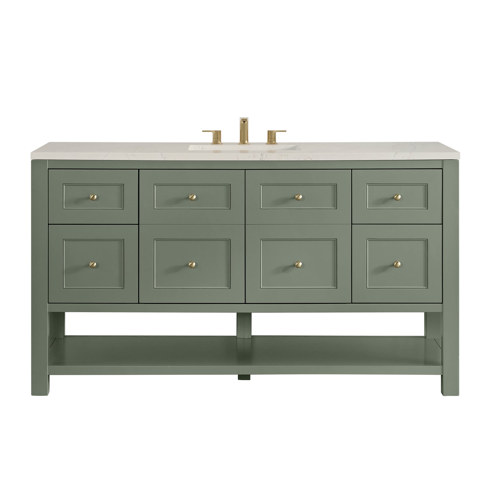 James Martin Breckenridge 60" Single Bathroom Vanity, Smokey Celadon with Siberian countertop