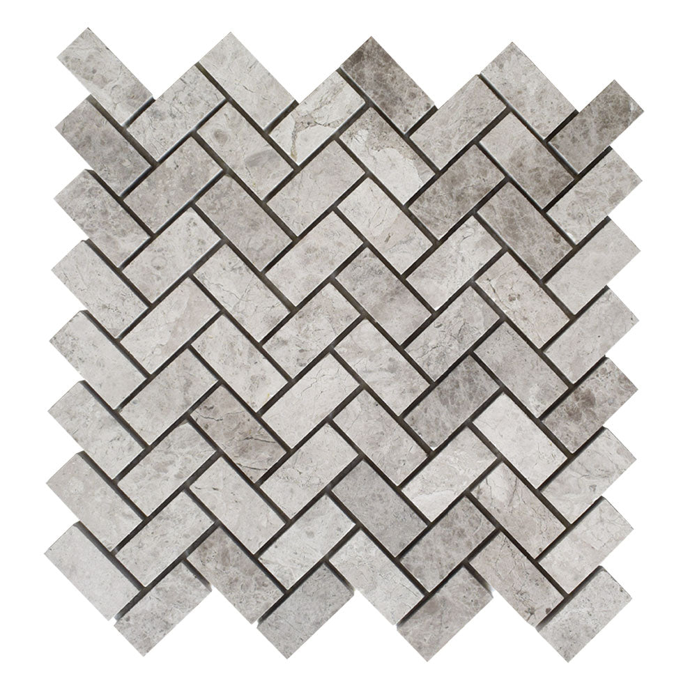 Sky Blue Honed Herringbone 1x2 Marble Mosaics 11x11 Marble Honed 12x12 Mosaics