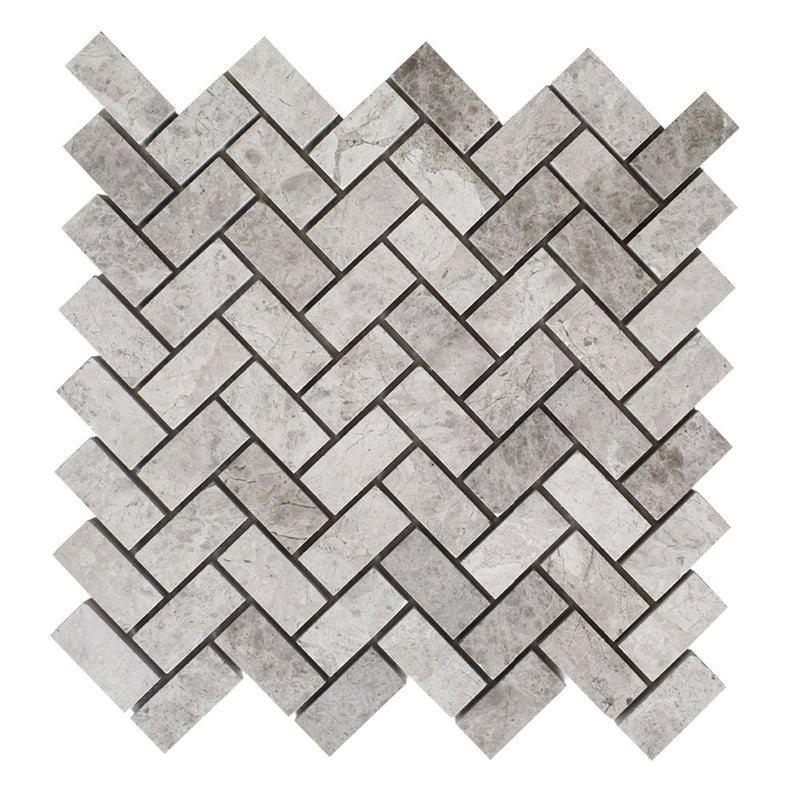 Sky Blue Honed Herringbone 1x2 Marble Mosaics 11x11 Marble Honed 12x12 Mosaics