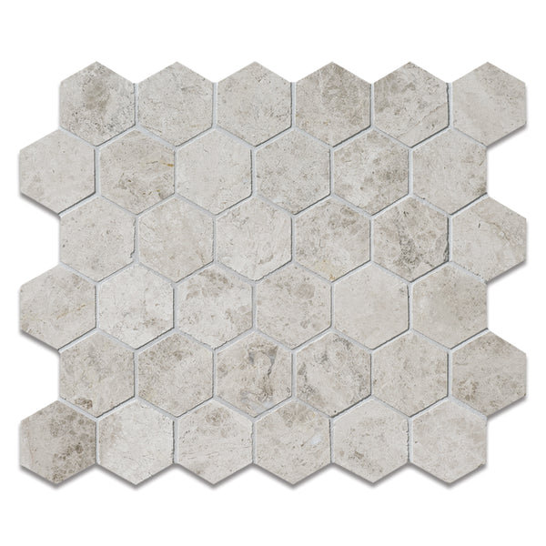 Sky Blue Honed Hexagon 2 Marble Mosaics 12x12