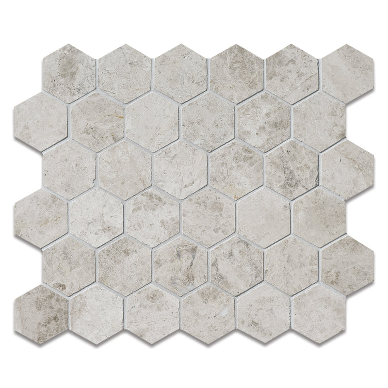 Sky Blue Honed Hexagon 2 Marble Mosaics 12x12 Marble Honed 12x12 Mosaics