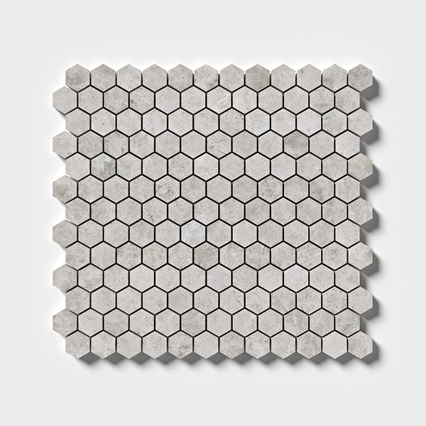 Sky Blue Honed Hexagon 1x1 Marble Mosaics 11 1/2x12 1/4