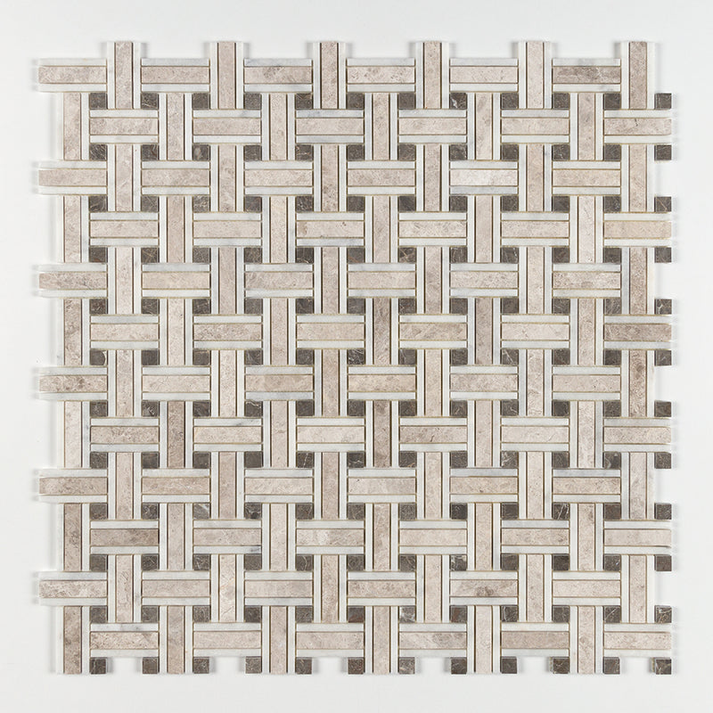 Sky Blue Honed Thin Basket Marble Mosaics 12x12 Marble Honed 12x12 Mosaics — 1