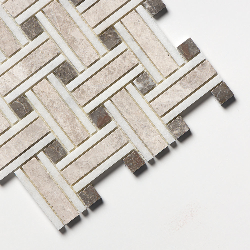 Sky Blue Honed Thin Basket Marble Mosaics 12x12 Marble Honed 12x12 Mosaics — 3