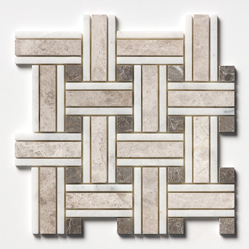 Sky Blue Honed Thin Basket Marble Mosaics 12x12 Marble Honed 12x12 Mosaics