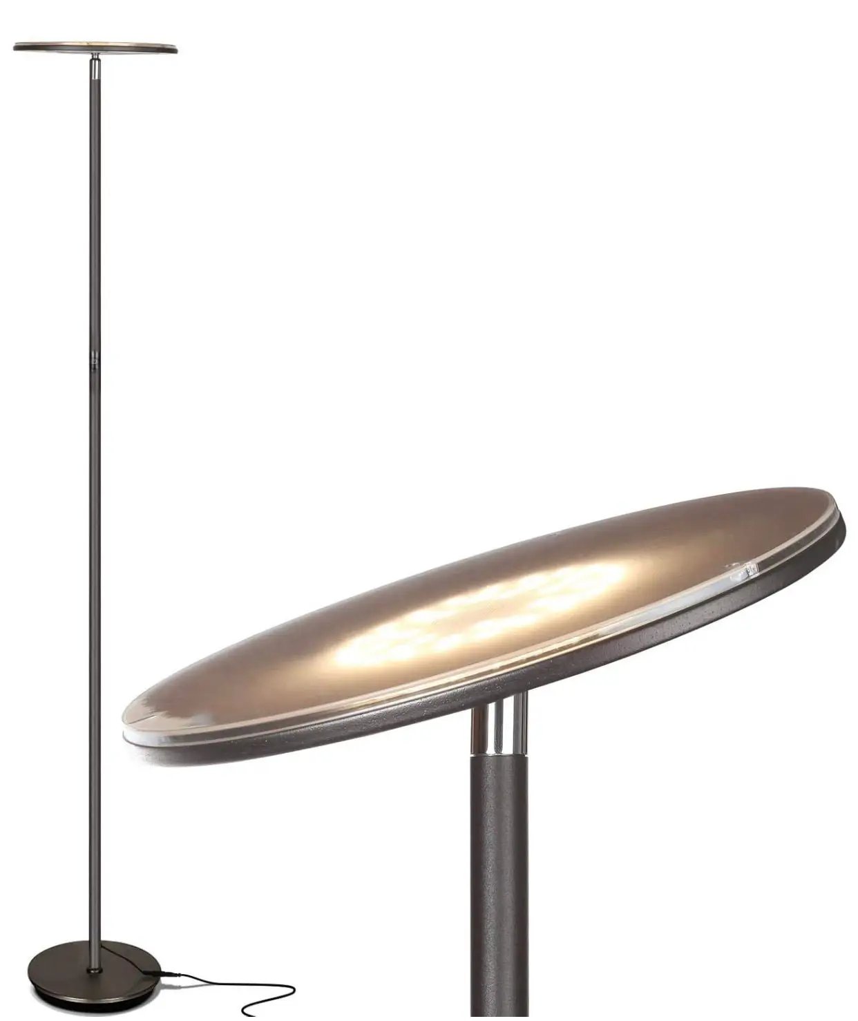 Sky Moon LED Torchiere Super Bright Floor Lamp - High Lumen Light for Living Rooms & Offices - Dimmable by Outdoor Solar Outlet