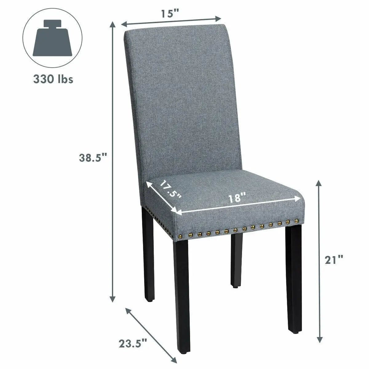 Set of 2 Fabric Upholstered Dining Chairs with Nailhead by DirectDeals
