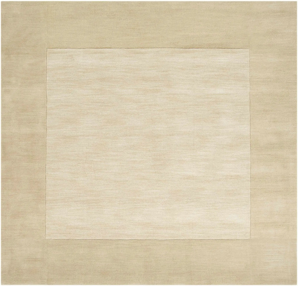 Bordered Solid Beige Wool Rug, photo 4 of 14