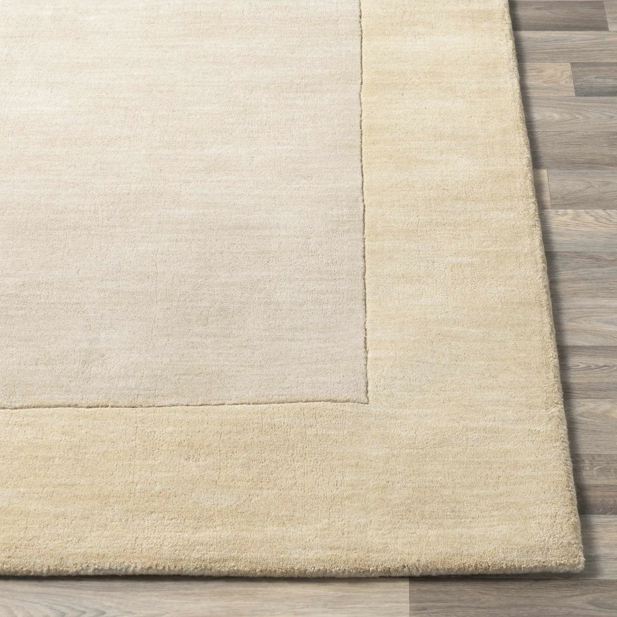Bordered Solid Beige Wool Rug, photo 11 of 14