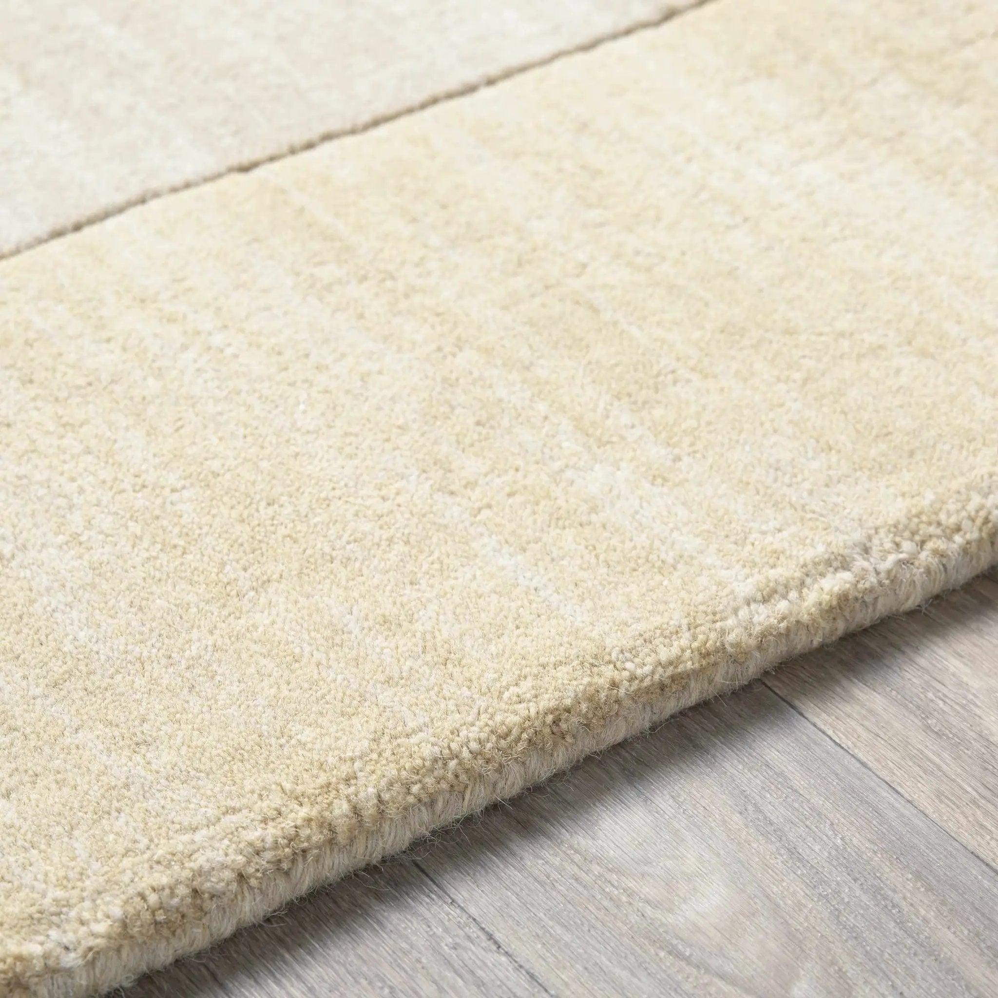 Bordered Solid Beige Wool Rug by Boutique Rugs