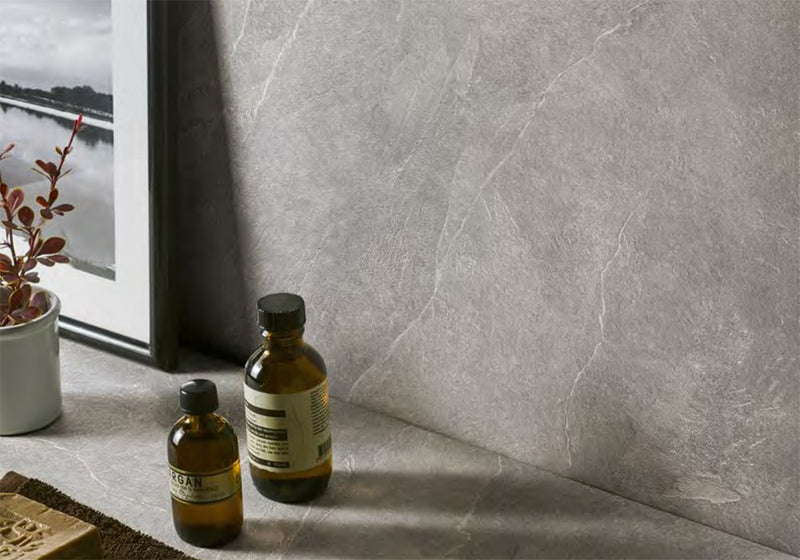 Slate Grey Matte Porcelain Slab 64x128 room scene