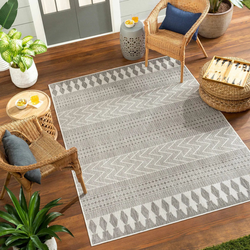 Asif Charcoal Outdoor Area Rug - Clearance by Boutique Rugs