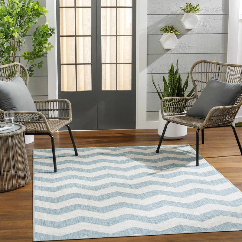 Cheri Thatch Light Blue Outdoor Carpet Area Rug - Clearance by Boutique Rugs